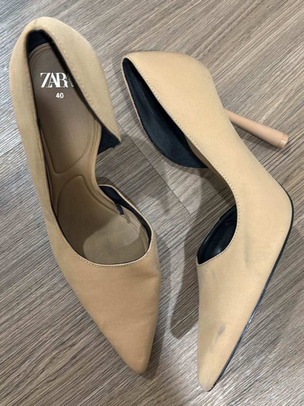 ZARA Tan Pointed-Toe Stiletto Pumps